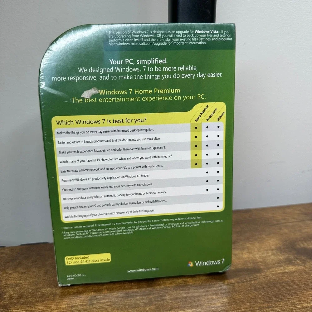 Microsoft Windows 7 Home Premium Upgrade Retail Box Sealed 32/64-bit GFC-00020